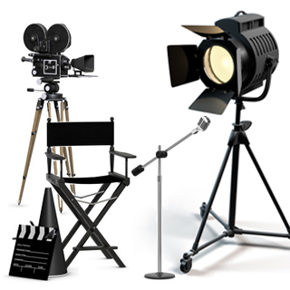 graphic of camera and other film equipment to represent the Movie Professional Package ... purchased from James Steidl - Fotolia.com
